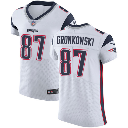 Nike Patriots #87 Rob Gronkowski White Men's Stitched NFL Vapor Untouchable Elite Jersey - Click Image to Close